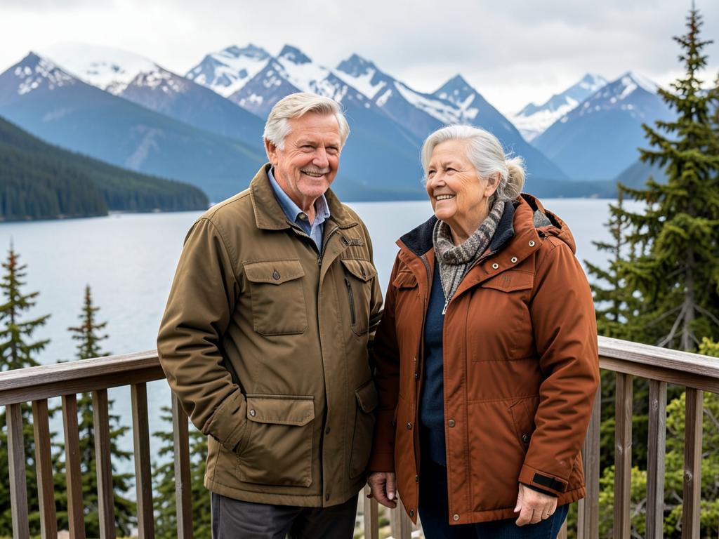 Happy retirees enjoying life in Alaska